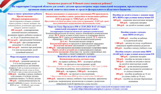 Меры социальной поддержки семей с детьми в Самарской области